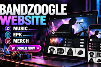 design or redesign bandzoogle website, music website and merch store