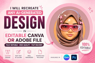 recreate any ai generated design in editable canva or adobe