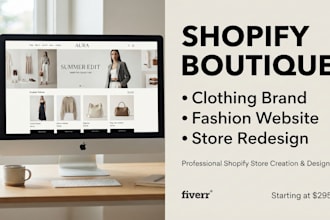 design fashion shopify website clothing brand, shopify boutique clothing store