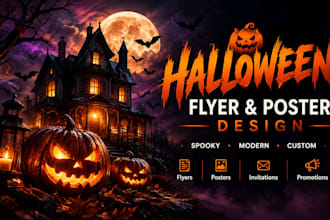design modern spookly halloween party event flyer poster