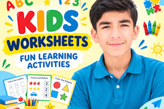 design kids activity book and worksheets for KDP