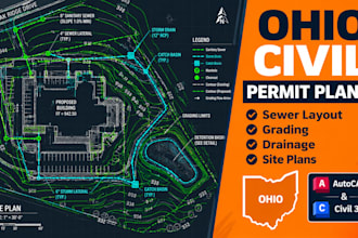 draw ohio civil engineering permit plan, sewer layout, grading and drainage plan