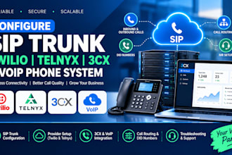 configure sip trunk, twilio, telnyx, 3cx and voip phone system