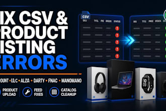 upload product fix CSV listing errorrs cdiscount ldlc alza darty fnac manomano