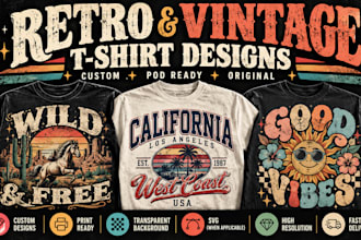 create retro vintage t shirt designs