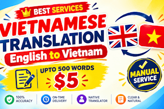 do manual translation for vietnamese, english to vietnam