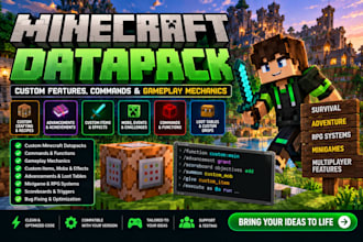create custom minecraft datapack, commands and gameplay mechanics