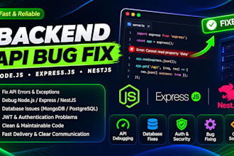 fix nodejs nestjs express backend API bugs and errors