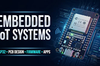 develop embedded iot systems, esp32 pcb, arduino code and apps development