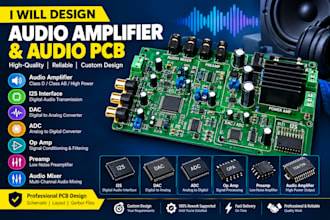 design audio amplifier pcb i2s, dac, adc, op amp, preamp pcb and audio mixer pcb