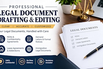 draft nda, demand letter, lease and immigration legal documents