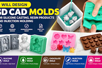 design 3d cad molds for silicone casting, resin products and injection molding