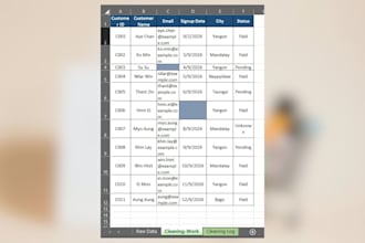 clean messy data, format data, and entery data