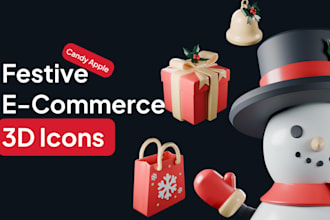 design custom christmas 3d icons for ecommerce web