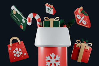 design custom christmas 3d icons for ecommerce web