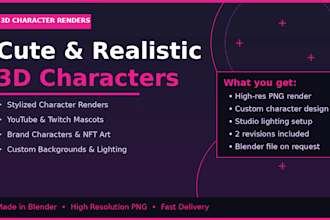 create cute and realistic 3d character renders in blender