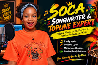 sing power and groovy soca hooks, chants, choruses and melodies lead vocals