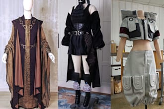 custom cosplay sewing, anime cosplay, sewing patten fabric cosplay commission