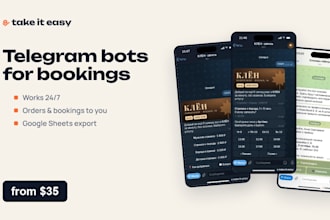 create a telegram bot for bookings, orders or leads