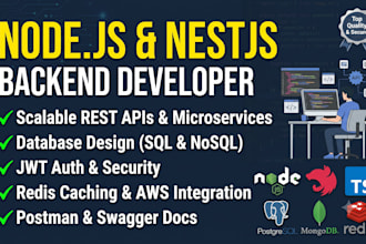 build scalable backend and apis in node js nestjs and sql nosql
