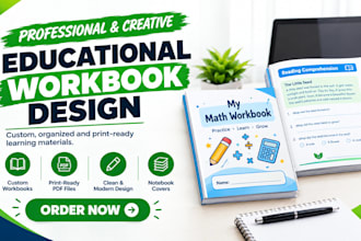 design educational workbook, workbook layout composition notebook cover