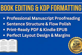do professional book editing and kdp book formatting
