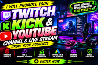 do organic youtube and kick promotion boost live viewers followers and chatters