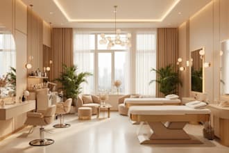 design a 3d spa salon and beauty salon interior