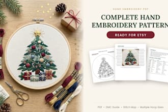 create a complete hand embroidery PDF pattern ready to sell on etsy