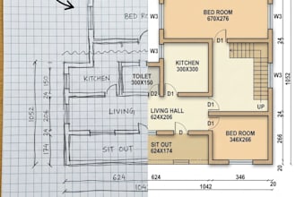 create interior and exterior design and 2d plan