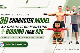 game ready 3d characters with textures and rigging
