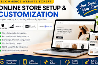 set up big cartel, big cartel store, bigcommerce, ecwid and shift4shop