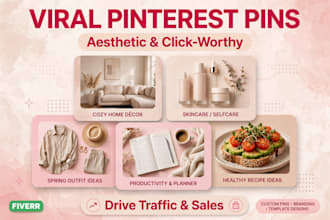 design 5 viral aesthetic pinterest pins for your blog, shop, etsy and temu