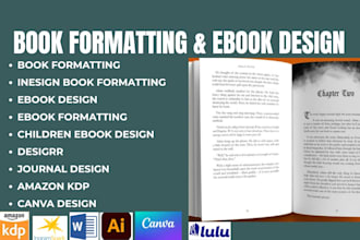 book formatting, design ebook in indesign, designrr, google docs, canva workbook