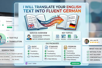 translate into german and english