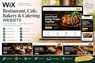 design wix restaurant website, cafe website, bakery, bar and catering website