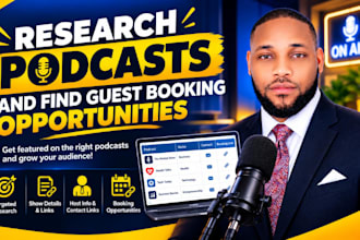 research podcasts and find guest booking opportunities