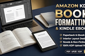 do book formatting, kindle ebook formatting KDP layout design ebook cover design