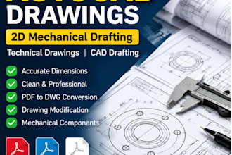 create professional 2d autocad mechanical drawings