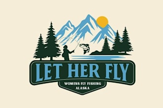 design amazing fly fishing business logo