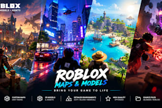 create premium low poly roblox map,roblox assets for you