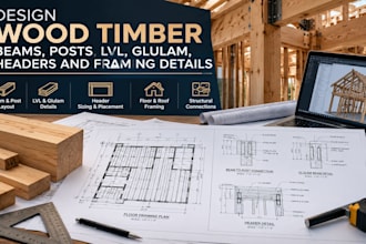 design wood timber beams, posts, lvl, glulam, headers and framing details