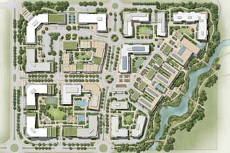 render site plan, real estate, property map, landscape plan, master plans