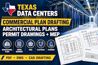 draft texas commercial data center architectural, permit drawings, mep drawing