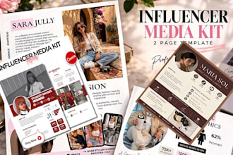 design an epk media kit, influencer media kit, press kit and custom media kit