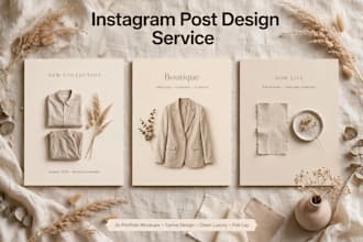 design 5 modern aesthetic instagram posts for boutique mehndi and food busines