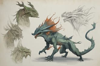 illustrate fantasy art creatures and charactersfantasy