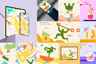 create modern, flat, minimalistic vector illustrations