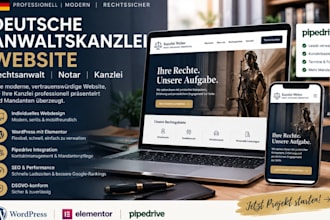 design german lawyer, attorney, notary wordpress website with pipedrive