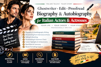 ghostwriter edit proofread biography autobiography book blurb for actors actress